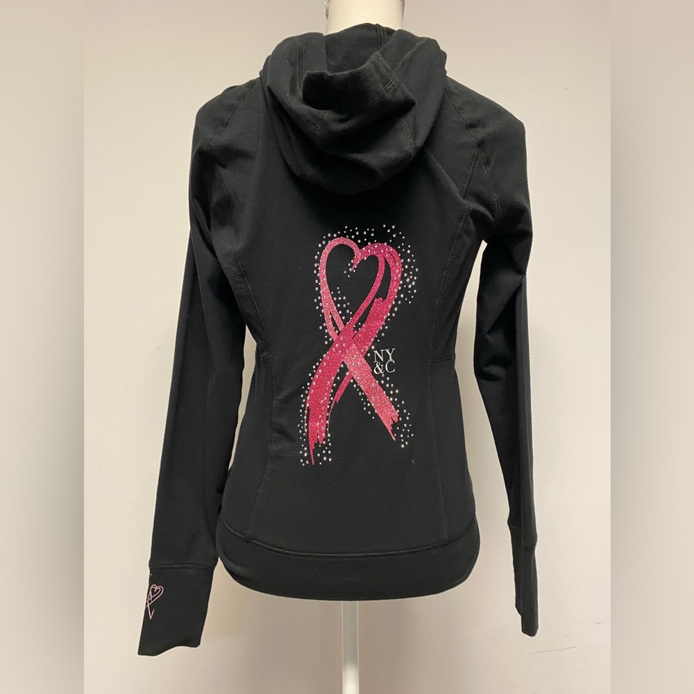 NWOT NY & Company Pink Ribbon Hoodie Rhinestone Detailing Size XS
